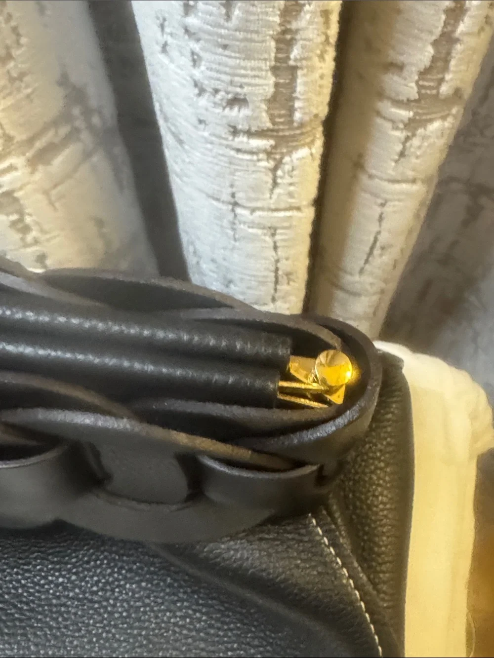 Chloé Black Pebbled Leather Clutch with Gold Disc Accent BRAND NEW with tags